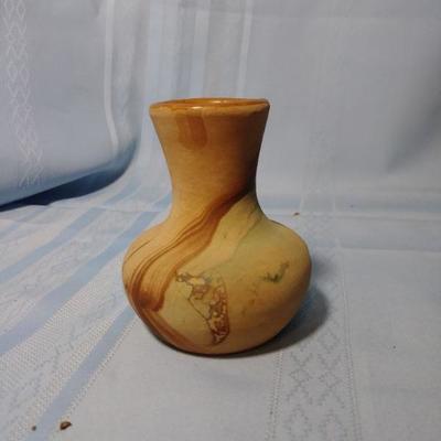 Miniature Namadji Vase with Green and Brown Swirls 3