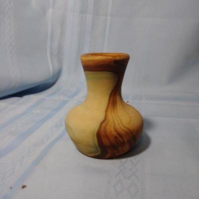 Miniature Namadji Vase with Green and Brown Swirls 3