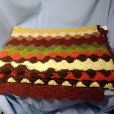 Red, Brown, Yellow, and Green Diamond Pattern Afghan 42