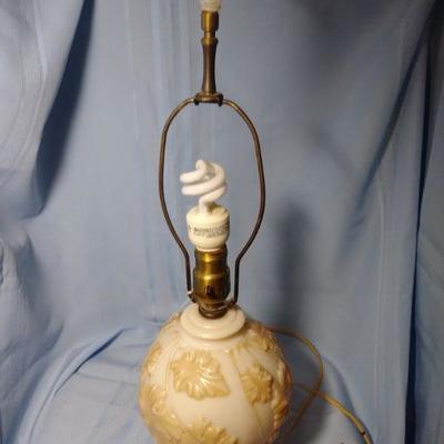 Milk Glass Lamp with Brass Base 7