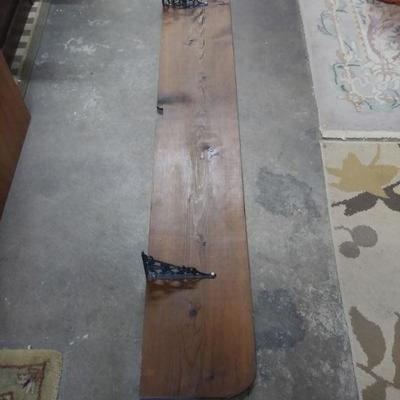 Large Wood Shelf with Castiron Brackets 72" x 11"