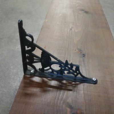 Large Wood Shelf with Castiron Brackets 72" x 11"