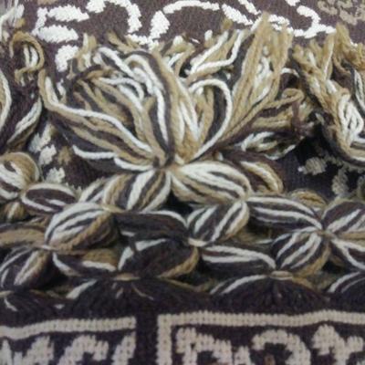 Full Size Brown/ White Woven Comforter With Fringe