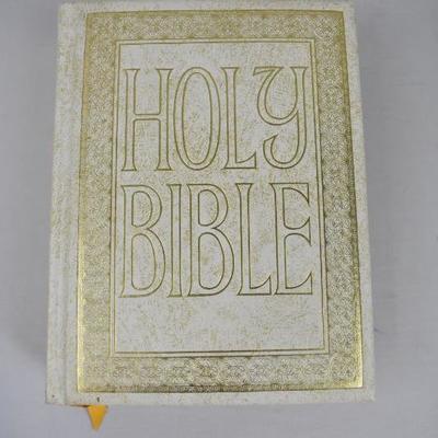 Holy Bible, Hardcover, Cream with Metallic Gold Accents, New Condition 1968