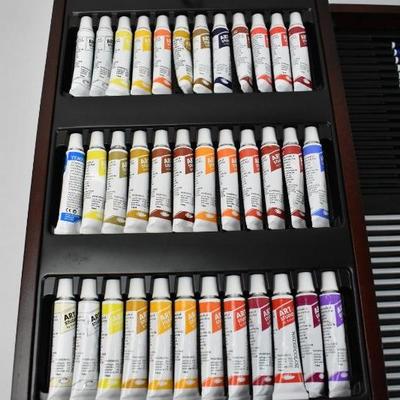 Art Studio Large Art Supplies Set: Watercolor Paints, Chalk, Colored Pencils