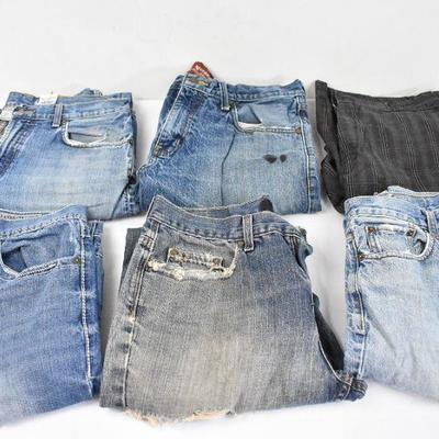 6 Pairs of Jeans: Lucky, Arizona, Dickies, Faded Glory, Anchor Blue, Aero Size
