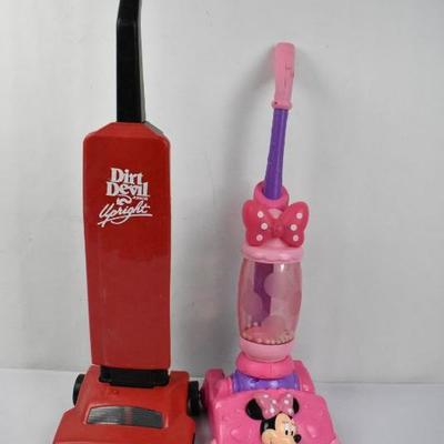 2 Toy Vacuums: Red Little Devil & Minnie Mouse