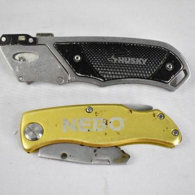 2 Razor Blade Box Cutters: Yellow Nebo & Black Husky