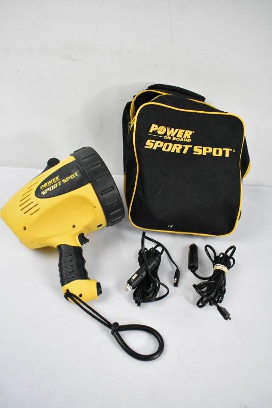 Large Flashlight Power on Board Sport Spot w/ Canvas Storage Bag