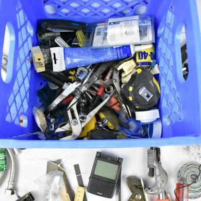 Crate Filled with Miscellaneous Tools and Hardware