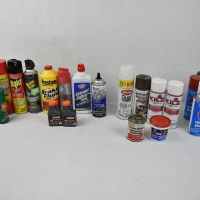 25 Bottles of Spray Chemicals - Bug Sprays, Spray Paint, Etc