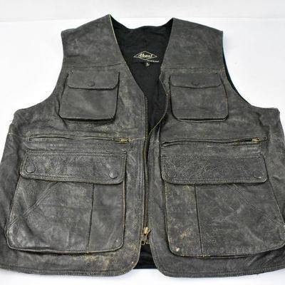 Black Worn-Look Leather Vest size Large 44 Abaci Style in Italy