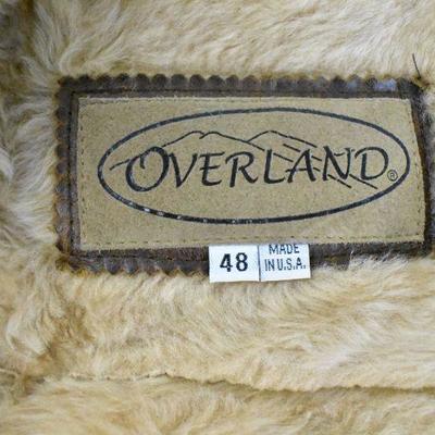 Overland Brown Leather Vest with Fuzzy Inside, Size 48