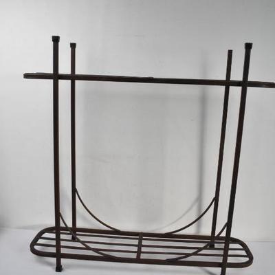 Small Metal Shelf (For Plants?) Dark Red - Missing One End Cap