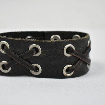 Leather Bracelet with Adjustable Snap Closures