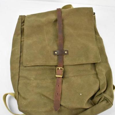 Green Canvas Heavy Duty Backpack by Archival Clothing Green/Tan/Brown