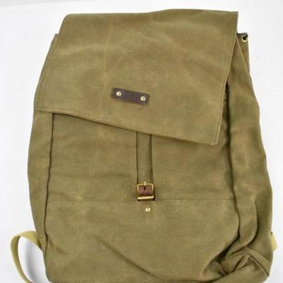 Green Canvas Heavy Duty Backpack by Archival Clothing Green/Tan/Brown