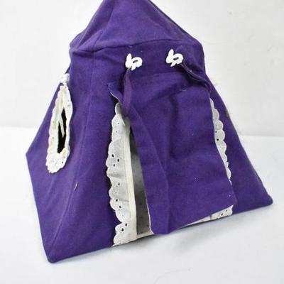 Hanging Fabric House Teepee for Dolls/Stuffed Animals: Purple & Camo