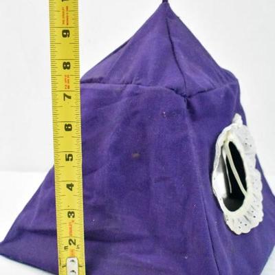 Hanging Fabric House Teepee for Dolls/Stuffed Animals: Purple & Camo