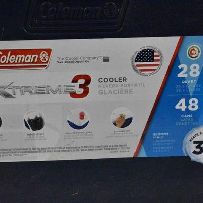 Coleman Chest Cooler, 28 Quarts or 48 cans - Navy & White
