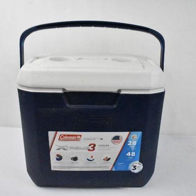 Coleman Chest Cooler, 28 Quarts or 48 cans - Navy & White
