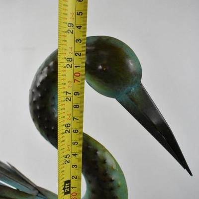 Large Metal Crane Decor with Metal Flexible Feathers