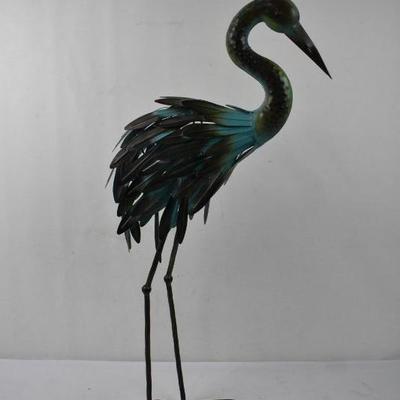 Large Metal Crane Decor with Metal Flexible Feathers
