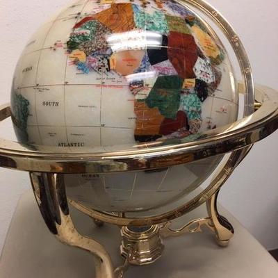 Lot 020: Rare Gemstone Globe, Incredible craftsmanship.