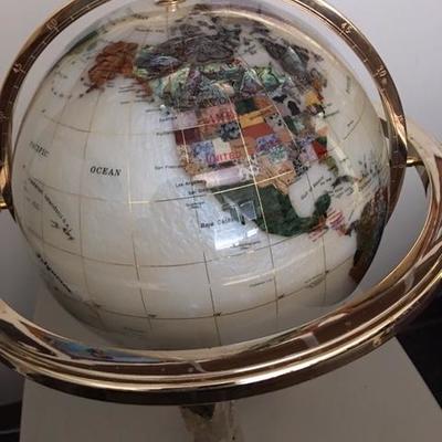 Lot 020: Rare Gemstone Globe, Incredible craftsmanship.