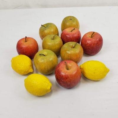 Fake Fruit Decor, 9 Apples & 3 Lemons