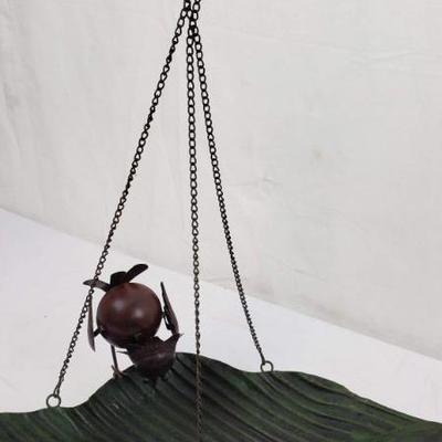 Hanging Metal Bird Bath, Leaf with Bird