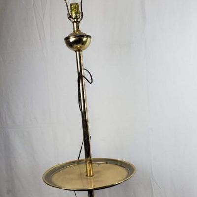 Tall Brass Floor Lamp with Shelf - Tested, Works