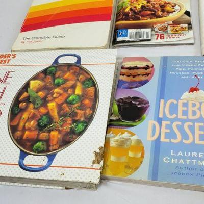 6 Cookbook Lot: Microwave/Crock-Pot/One Dish/Icebox Desserts/More