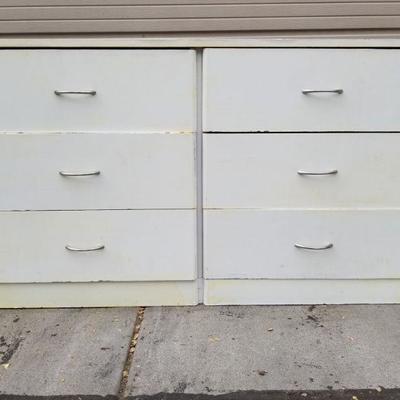 White Six Drawer Dresser with Brushed Metal Handles