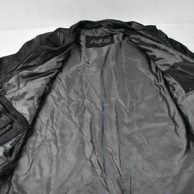 Black Leather Coat by Collezione, Size XL