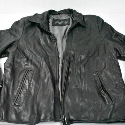Black Leather Coat by Collezione, Size XL