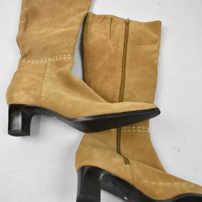 2 Pairs of Women's Heeled Brown Suede Leather Boots Size 7: Ann Taylor & Unknown
