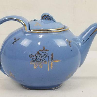 6 Cup Blue & Gold Teapot