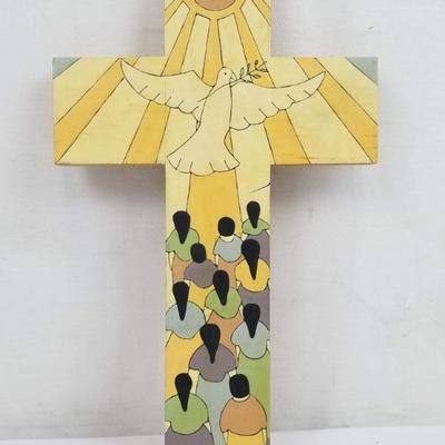 Wooden Painted Cross, Made in El Salvador