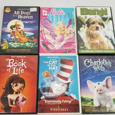 6 Children's DVDs: All Dogs Go To Heaven -to- Charlotte's Web