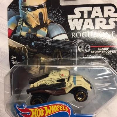 Lot 042: Star Wars Rogue Scarif Stormtrooper Hot Wheels Character Car