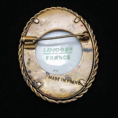 1890s Limoges Brooch (Made in France) 2"L x 1 1/2"W 