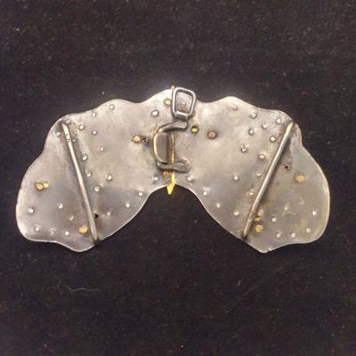 Vintage Cut Brass and Steel  Art Noveau Butterfly Belt Buckle