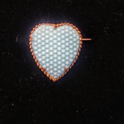 Vintage Blue Heart Brooch 1"x 1"