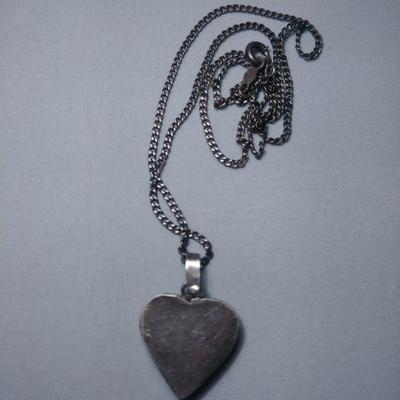 Lapis/ Sterling Heart Necklace 1/2" x 1/2" on a 14" chain 