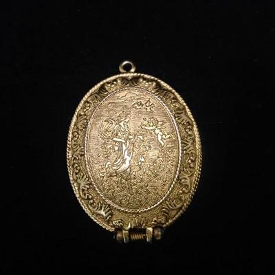 Vintage Perfume Locket with Ornate Carving 2"L x 1 1/2"W