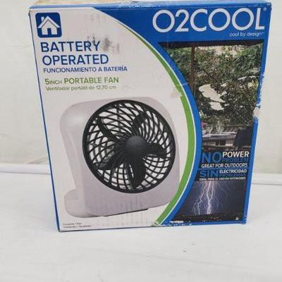 5 Inch Portable Fan, Battery Operated, O2Cool - New, Damaged Box