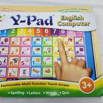 Kids English Computer, Y-Pad, Ages 3+ - New, Open Package, Missing Instructions