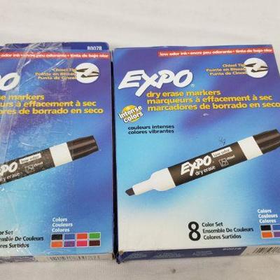 Expo Dry Erase Markers, Color Set, 16 Markers Total - New, Damaged Package