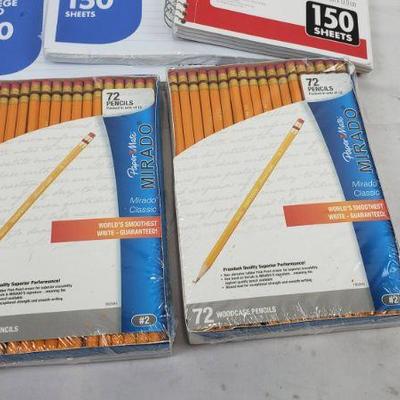 School Supplies: Filler Paper, College Ruled Notebook, & Woodcase Pencils - New